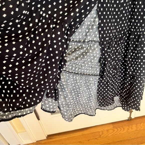 Knox Rose 4X Black White Polkadot Tiered Wrap Maxi Dress - Picture 2 of 13